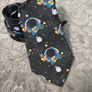 Kandinsky several circles Men's Black 100% silk made in France 2009 Tie